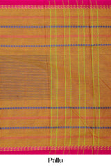 Orange pink contrast border saree