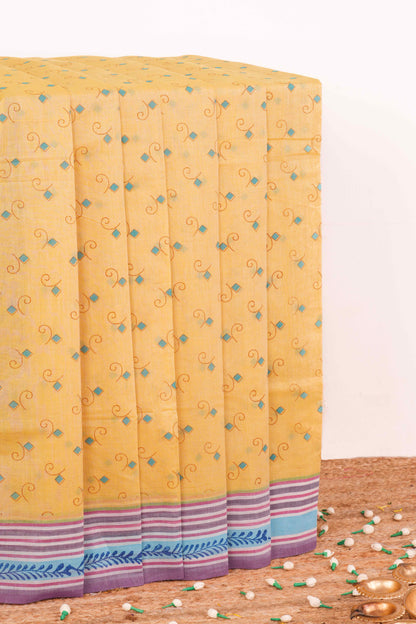 Orange printed Chirala cotton saree