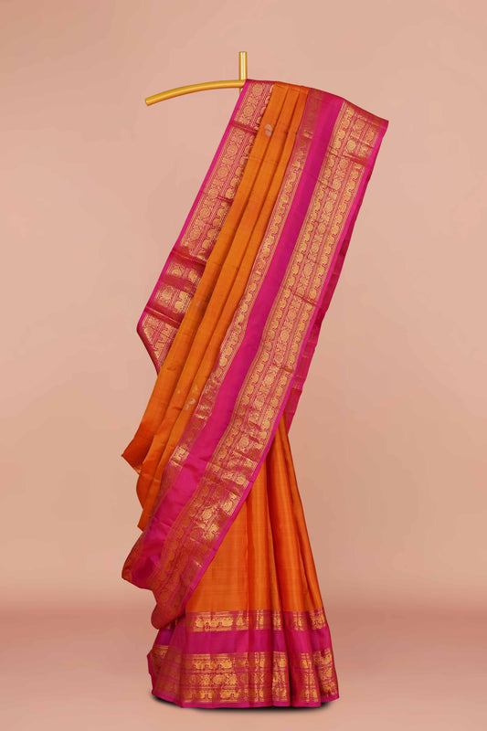 Orange pure silk saree