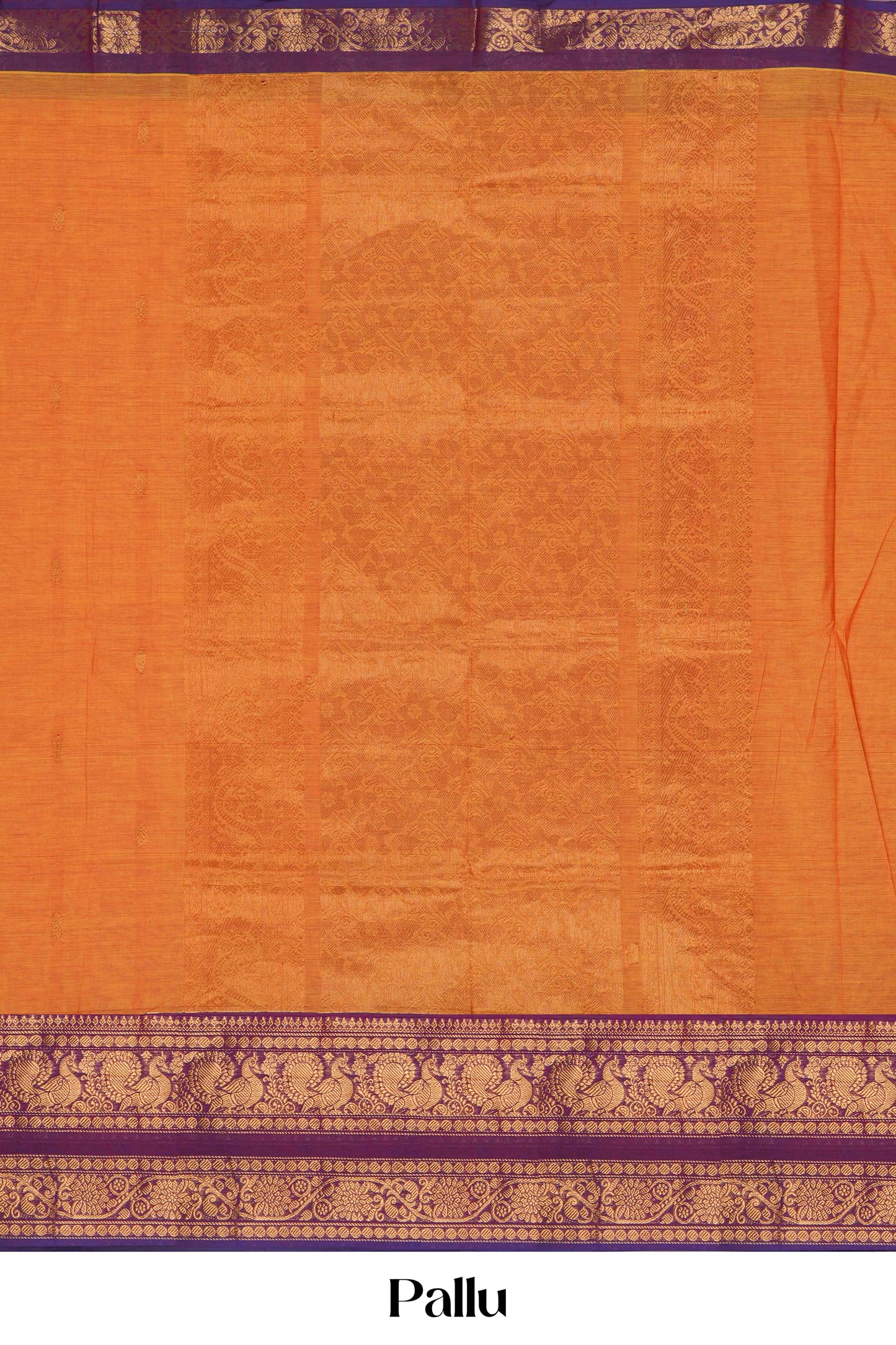 Orange purple contrast border saree