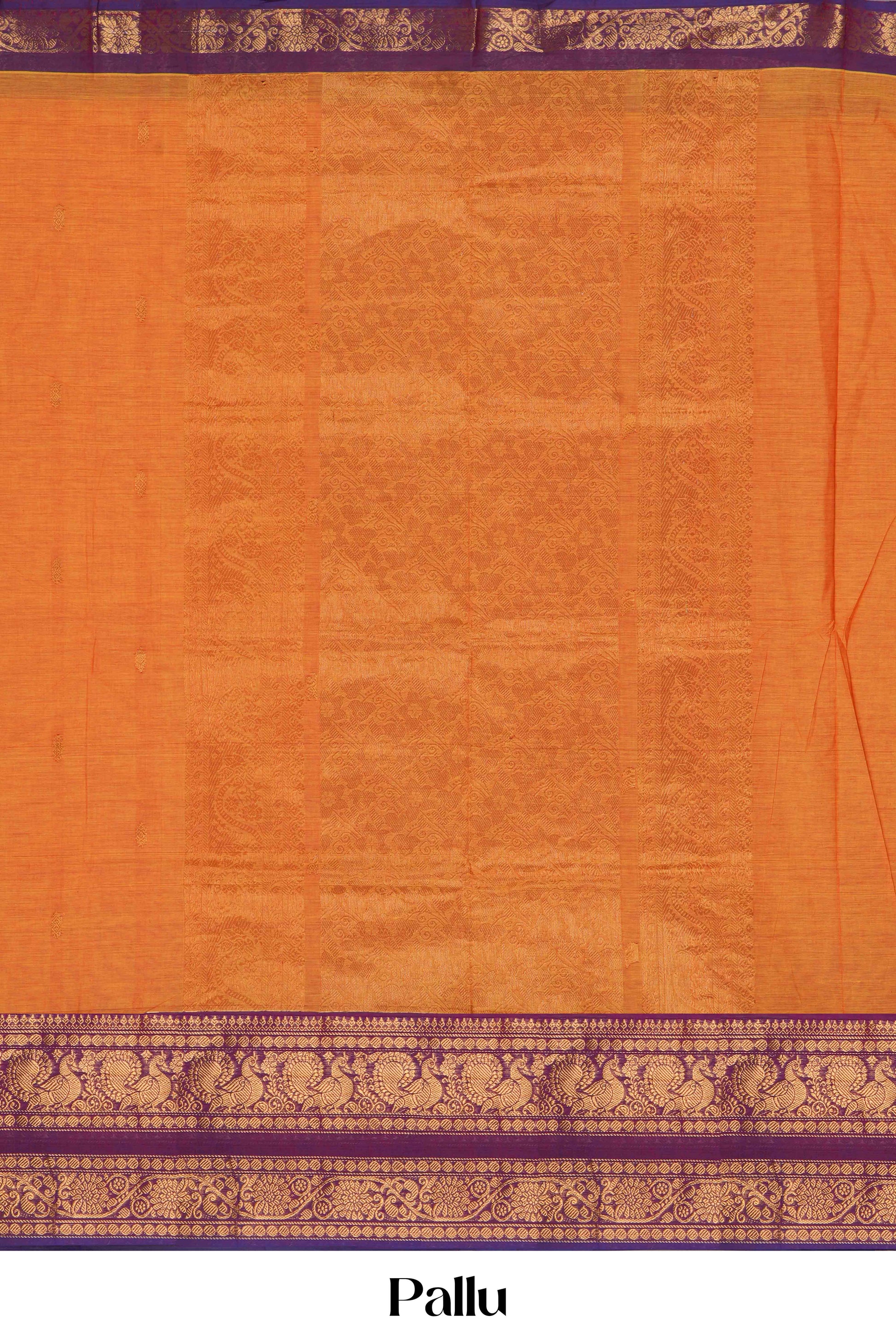 Orange purple contrast border saree