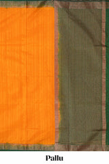 Orange raw silk zari border saree