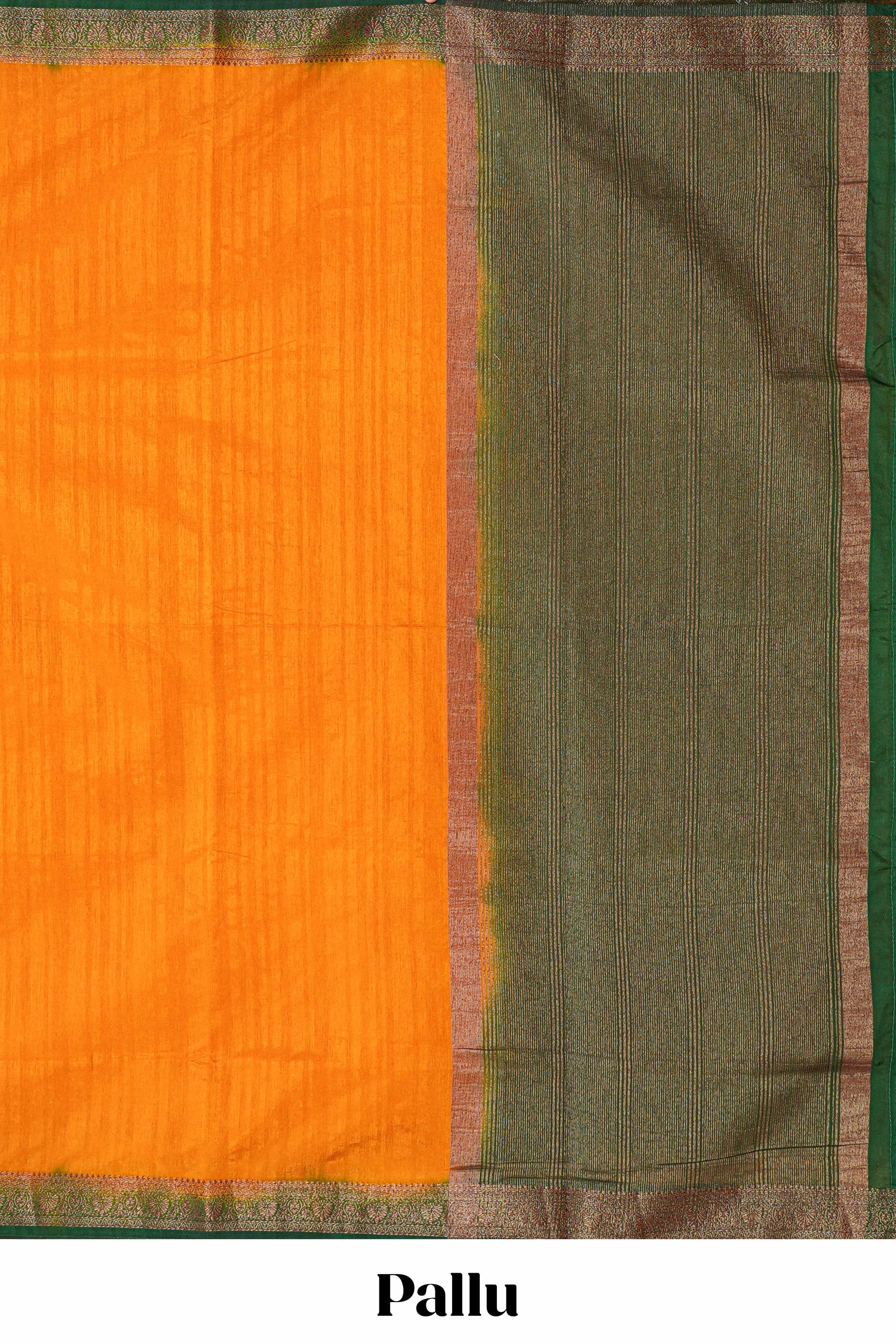 Orange raw silk zari border saree