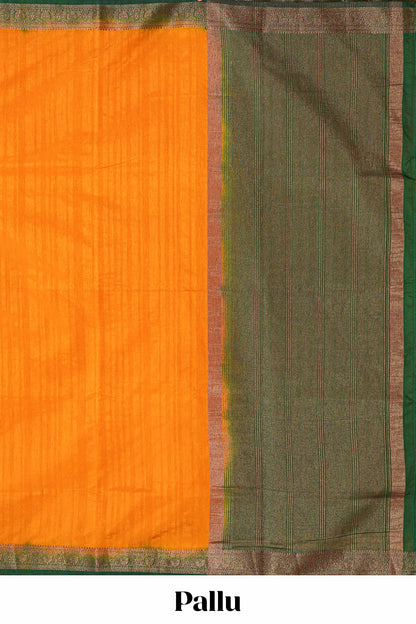 Orange raw silk zari border saree