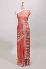 Orange scallop border saree