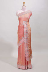 Orange scallop floral saree