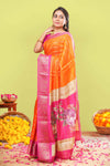 Orange semi banarasi dola saree