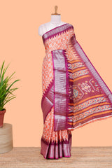 Orange semi dola bandhini saree