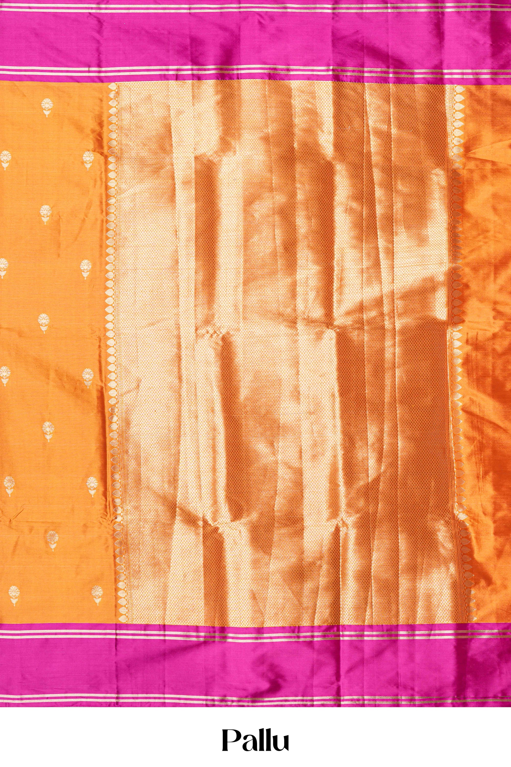 Orange semi soft silk celebration saree