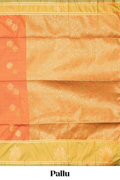 Orange semi soft silk traditional saree