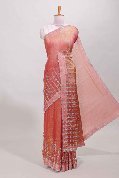 Orange stone designer saree