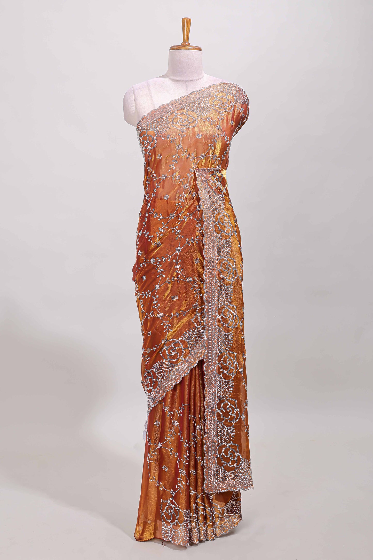 Orange stonework designer saree