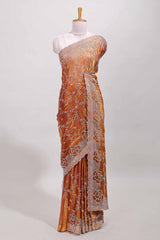 Orange stonework designer saree