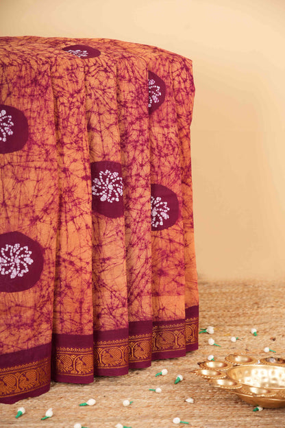 Orange sungudi cotton weave 