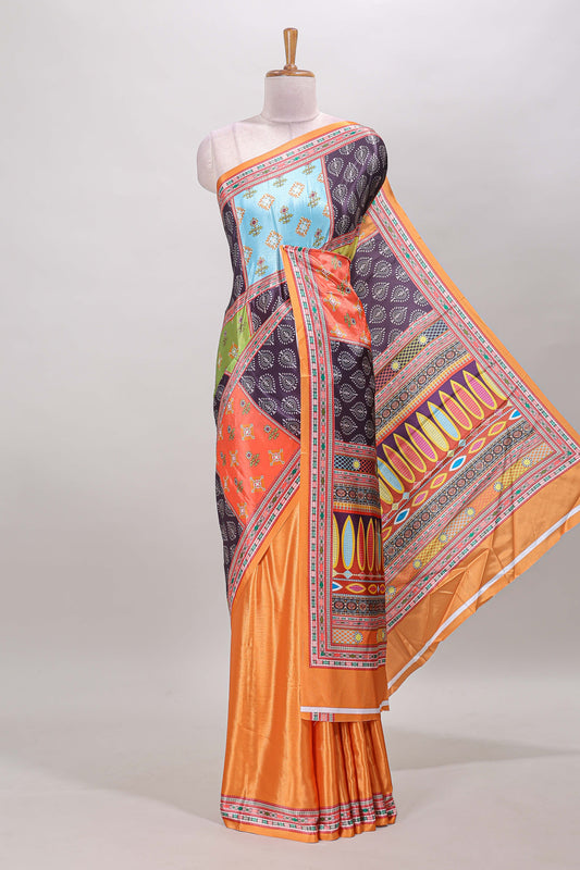 Orange textured masakali fabric