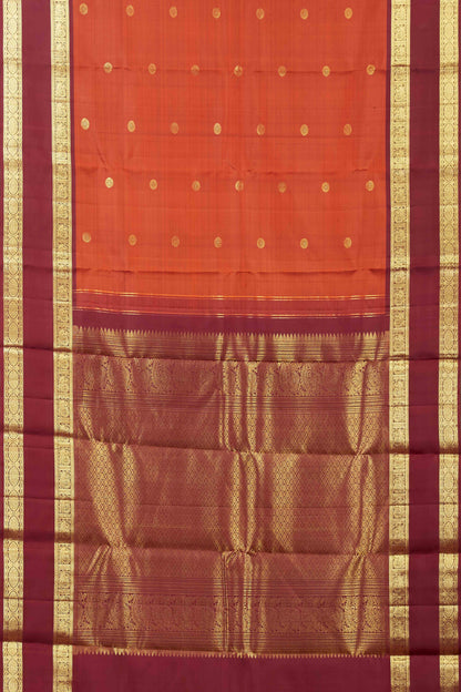 Orange zari butta designer silk saree
