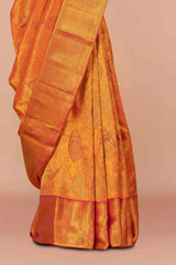 Orange zari pallu silk saree