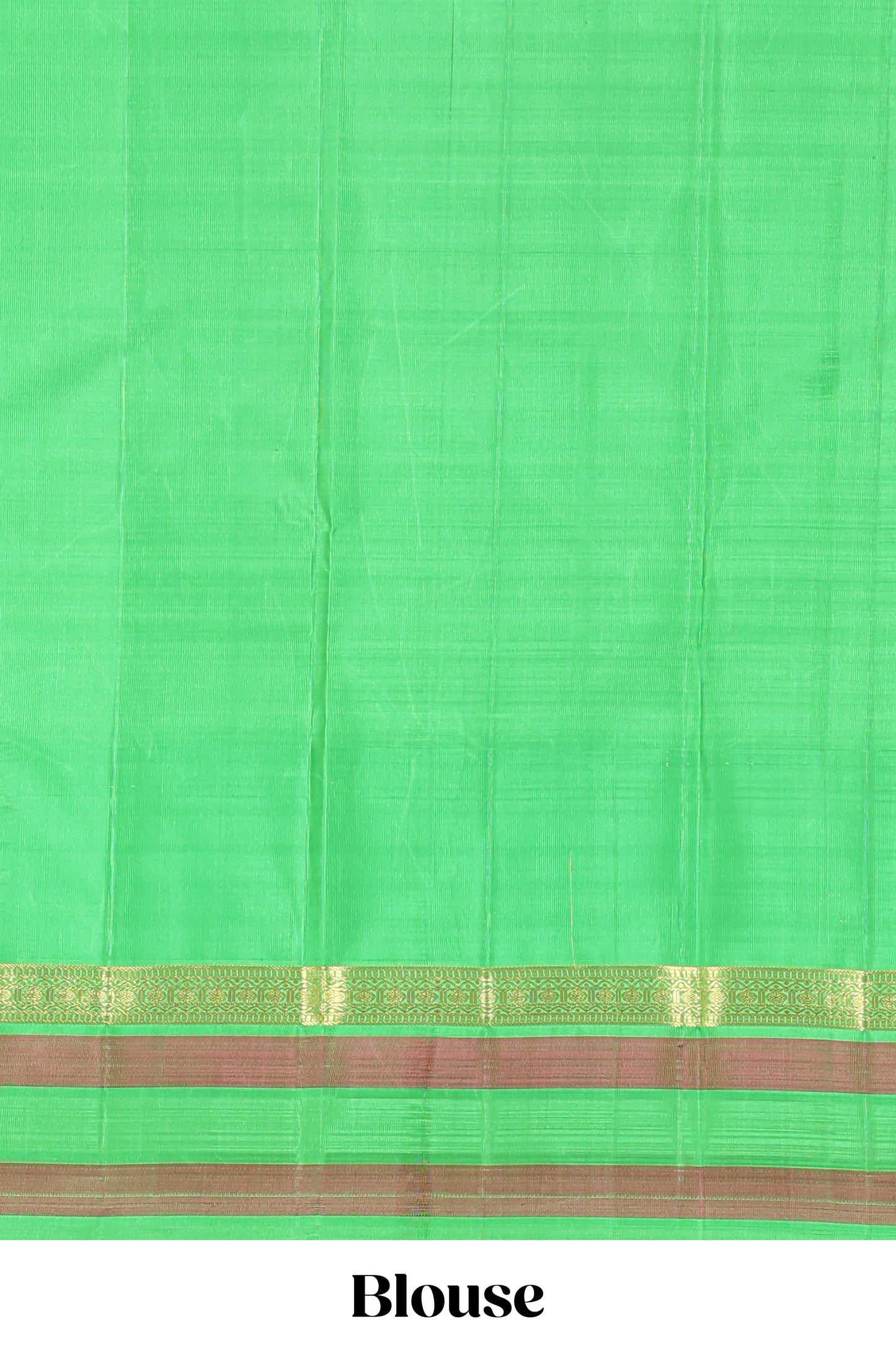 Sandal plain parambariya pattu saree with contrast checked ikkat style border and zari striped pallu