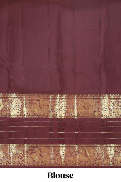 Red zari butta parambariya pattu saree with contrast striped bentex border and blouse