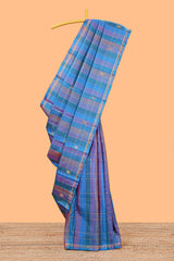 Multi color zari stripes and butta parambariya pattu saree with self zari border and matching blouse