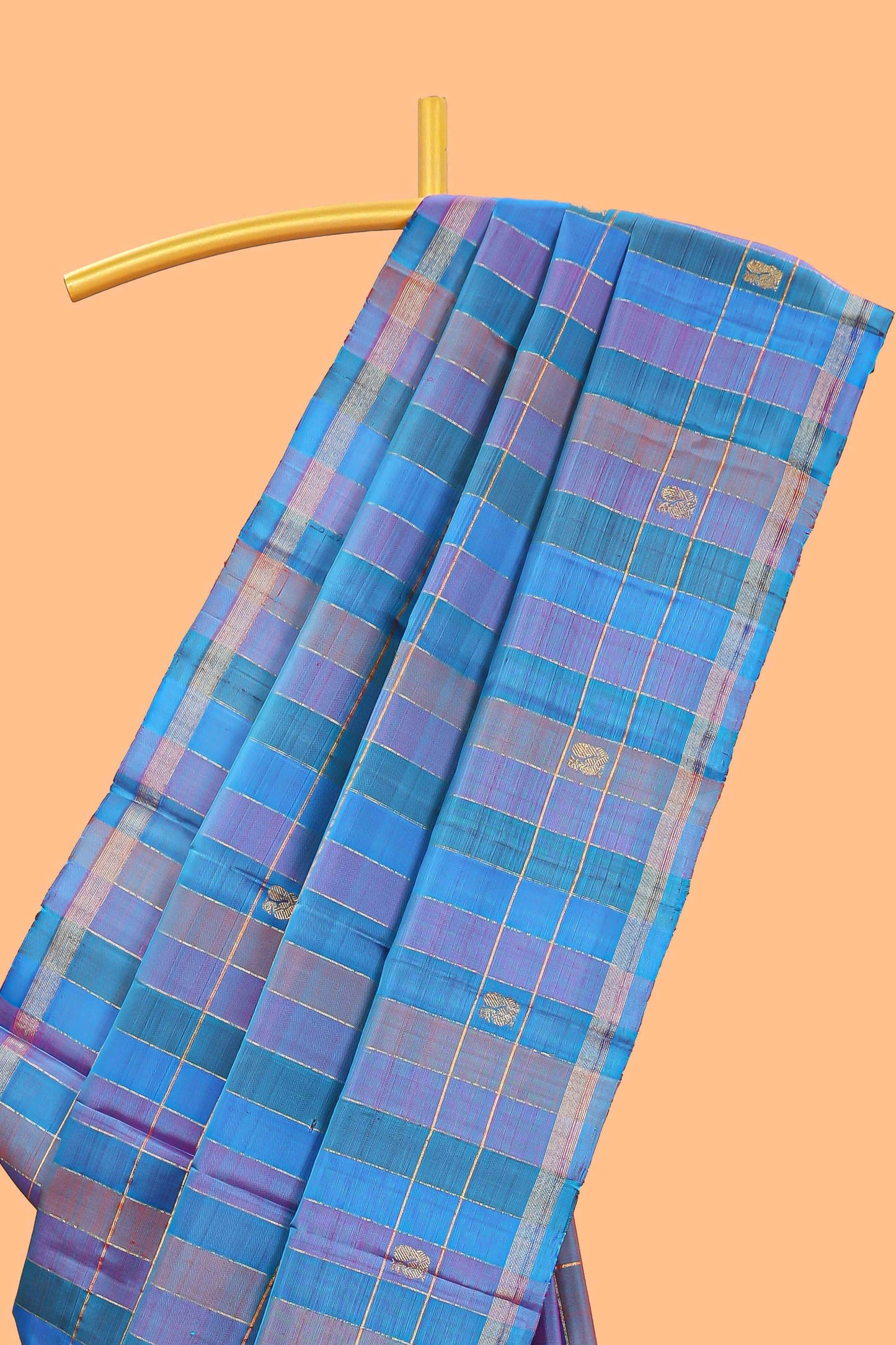 Multi color zari stripes and butta parambariya pattu saree with self zari border and matching blouse