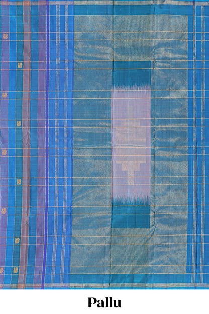 Multi color zari stripes and butta parambariya pattu saree with self zari border and matching blouse