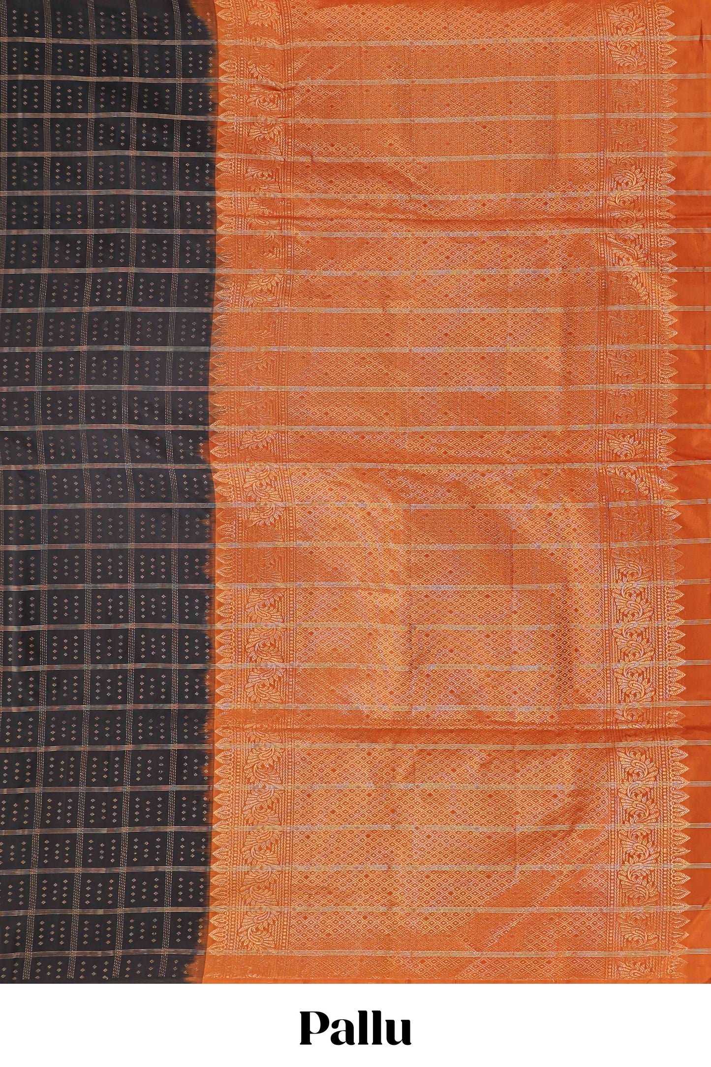 Borderless black zari checked parambariya pattu saree with contrast pallu and checked blouse