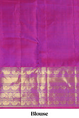 Blue zari butta dotted stripes parambariya pattu saree with contrast border and pallu