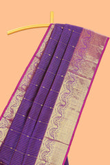 Purple striped zari design parambariya pattu saree with contrast border and pallu