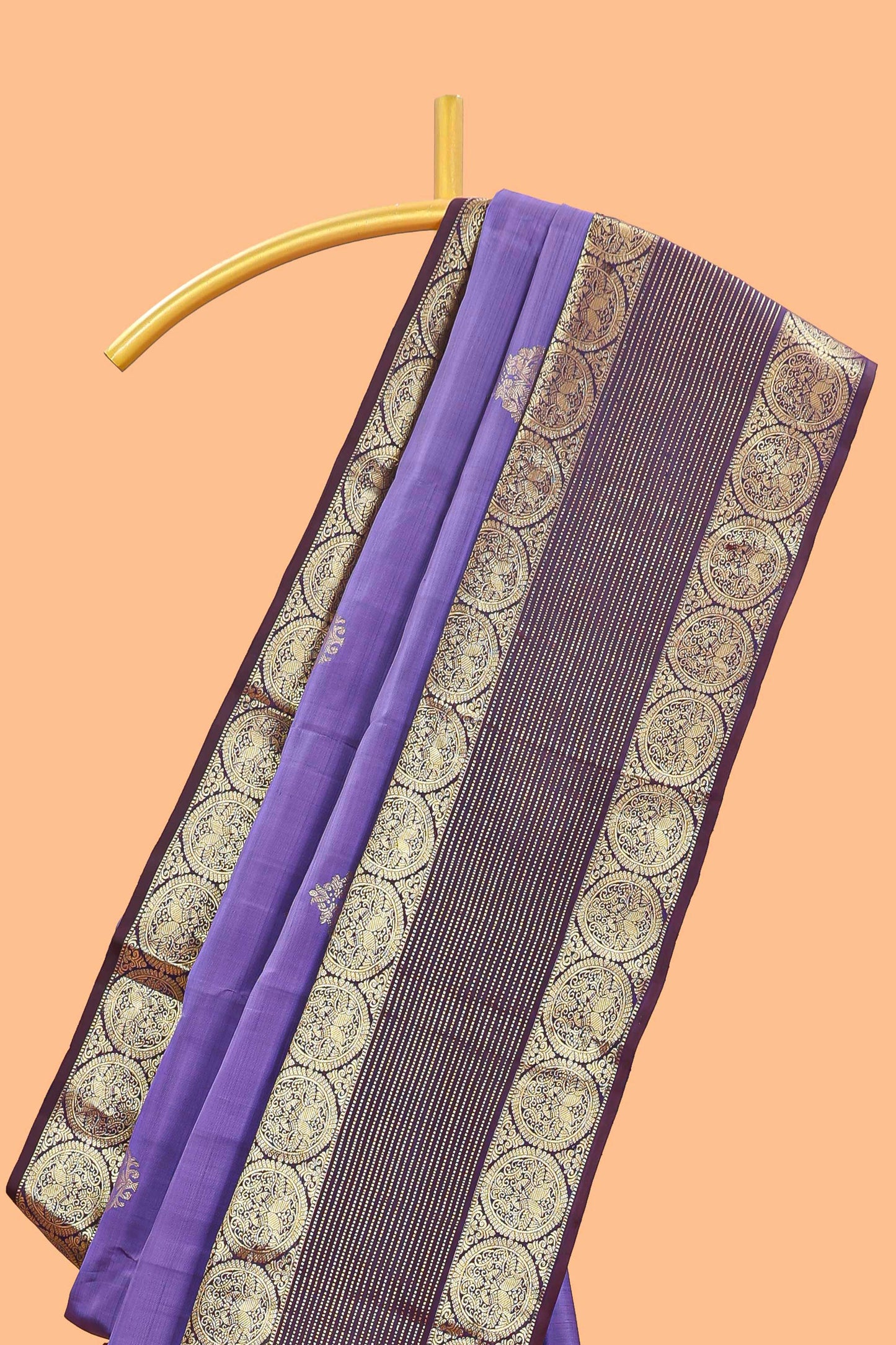 Violet zari butta parambariya pattu saree with contrast bentex border and pallu