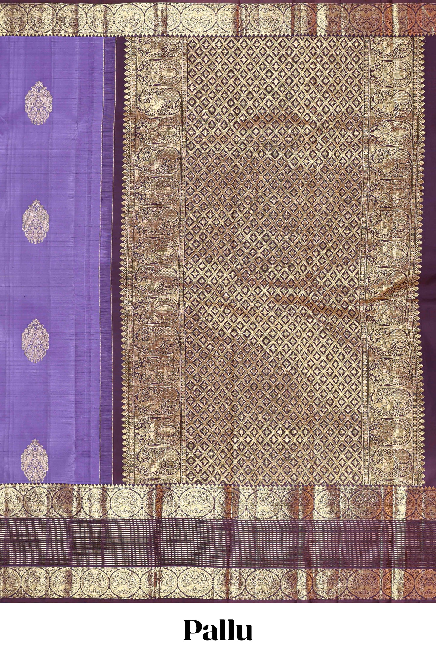 Violet zari butta parambariya pattu saree with contrast bentex border and pallu