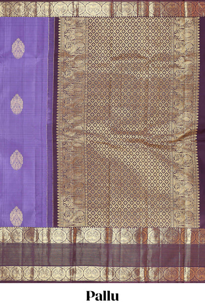 Violet zari butta parambariya pattu saree with contrast bentex border and pallu