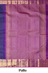 Blue zari striped parambariya pattu saree with contrast zari border and blouse