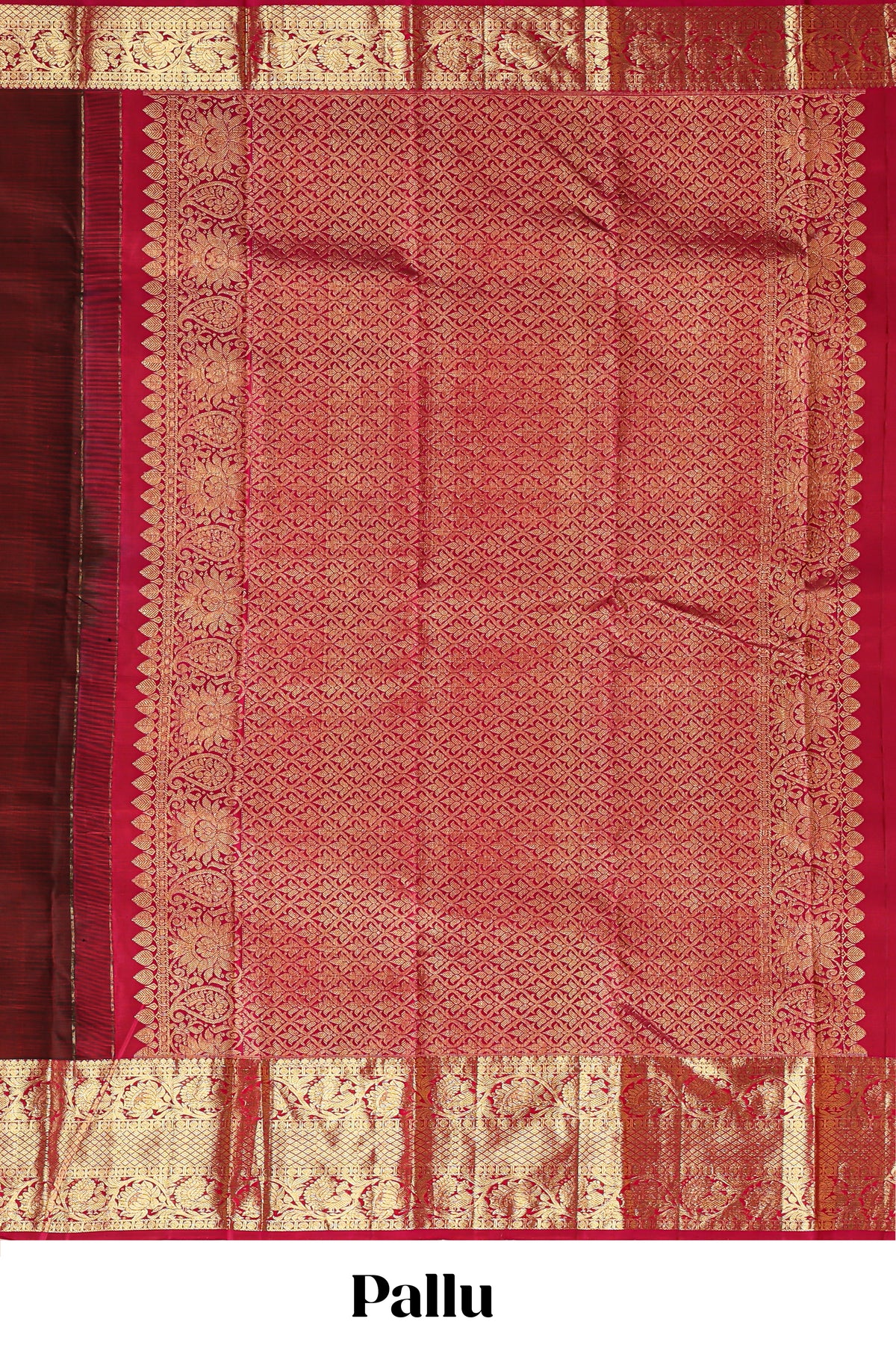 Maroon zari motifs design parambariya pattu saree with contrast border and blouse