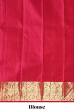 Maroon zari motifs design parambariya pattu saree with contrast border and blouse