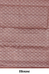 Borderless soft maroon checked & bird design parambariya pattu saree with contrast border and printed blouse