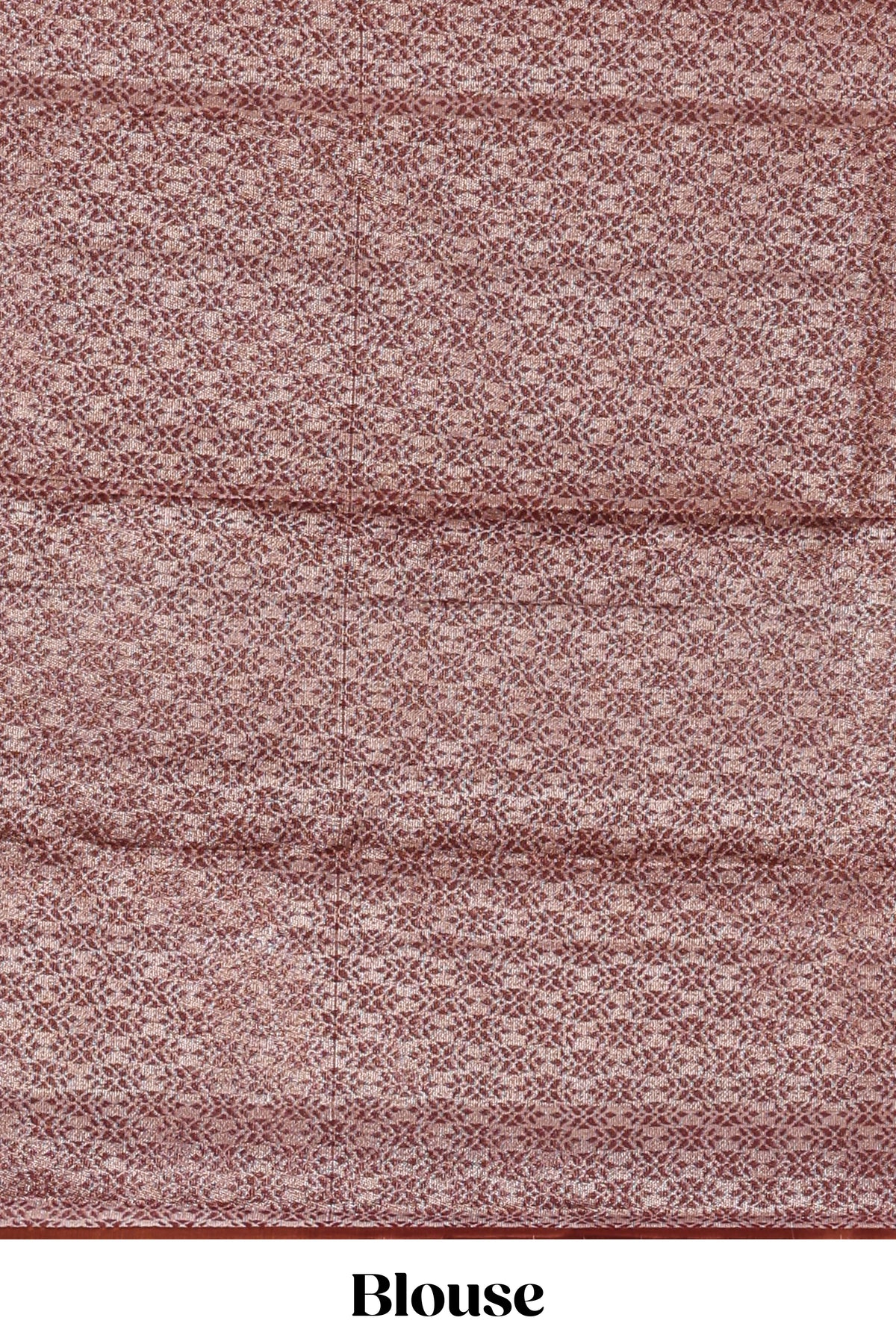 Borderless soft maroon checked & bird design parambariya pattu saree with contrast border and printed blouse