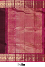 Maroon zari motifs parambariya pattu saree with contrast zari border and blouse