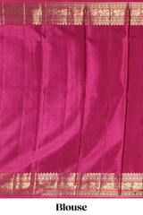 Maroon zari motifs parambariya pattu saree with contrast zari border and blouse