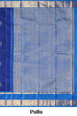 Blue zari motifs parambariya pattu saree with contrast zari border and blouse