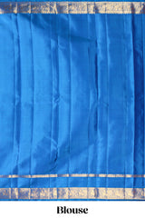 Blue zari motifs parambariya pattu saree with contrast zari border and blouse