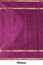 Dark green striped zari motifs parambariya pattu saree with contrast zari border and blouse