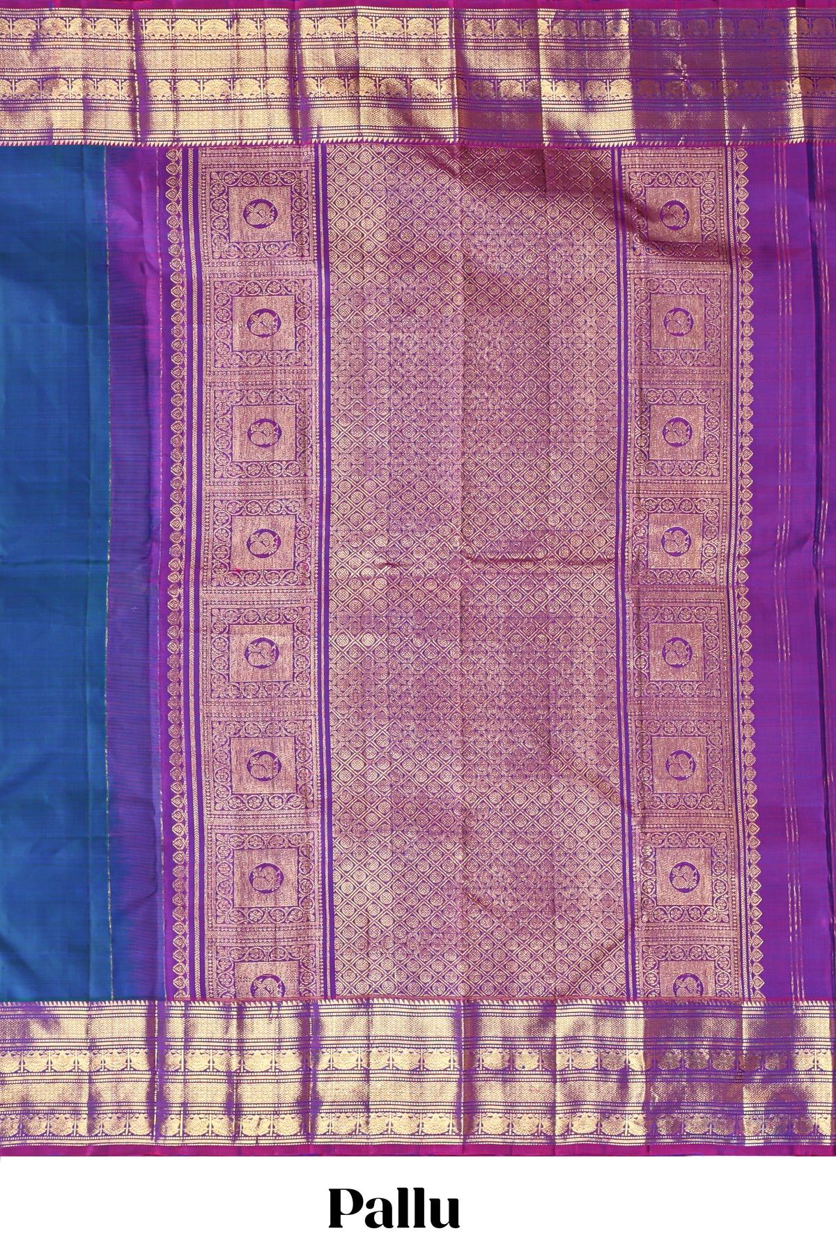 Blue zari motifs parambariya pattu saree with contrast zari border and blouse