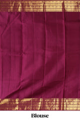 Magenta floral design zari motifs parambariya pattu saree with self zari border and matching blouse
