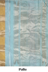 Borderless multi color parambariya pattu saree with contrast zari striped pallu and blouse