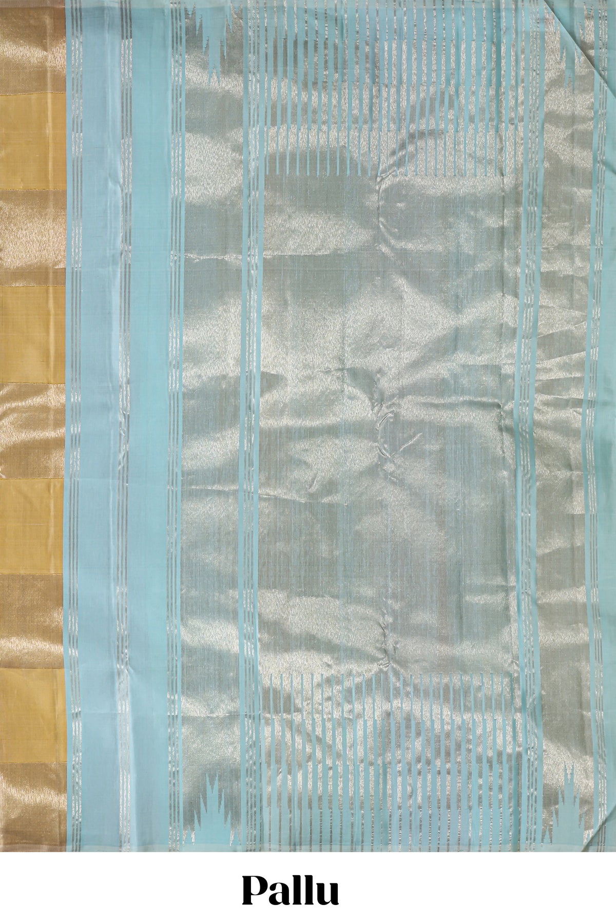 Borderless multi color parambariya pattu saree with contrast zari striped pallu and blouse