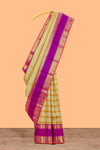 Multicolor striped parambariya pattu saree with contrast zari border and pallu with zari design