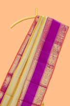 Multicolor striped parambariya pattu saree with contrast zari border and pallu with zari design