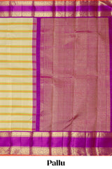 Multicolor striped parambariya pattu saree with contrast zari border and pallu with zari design