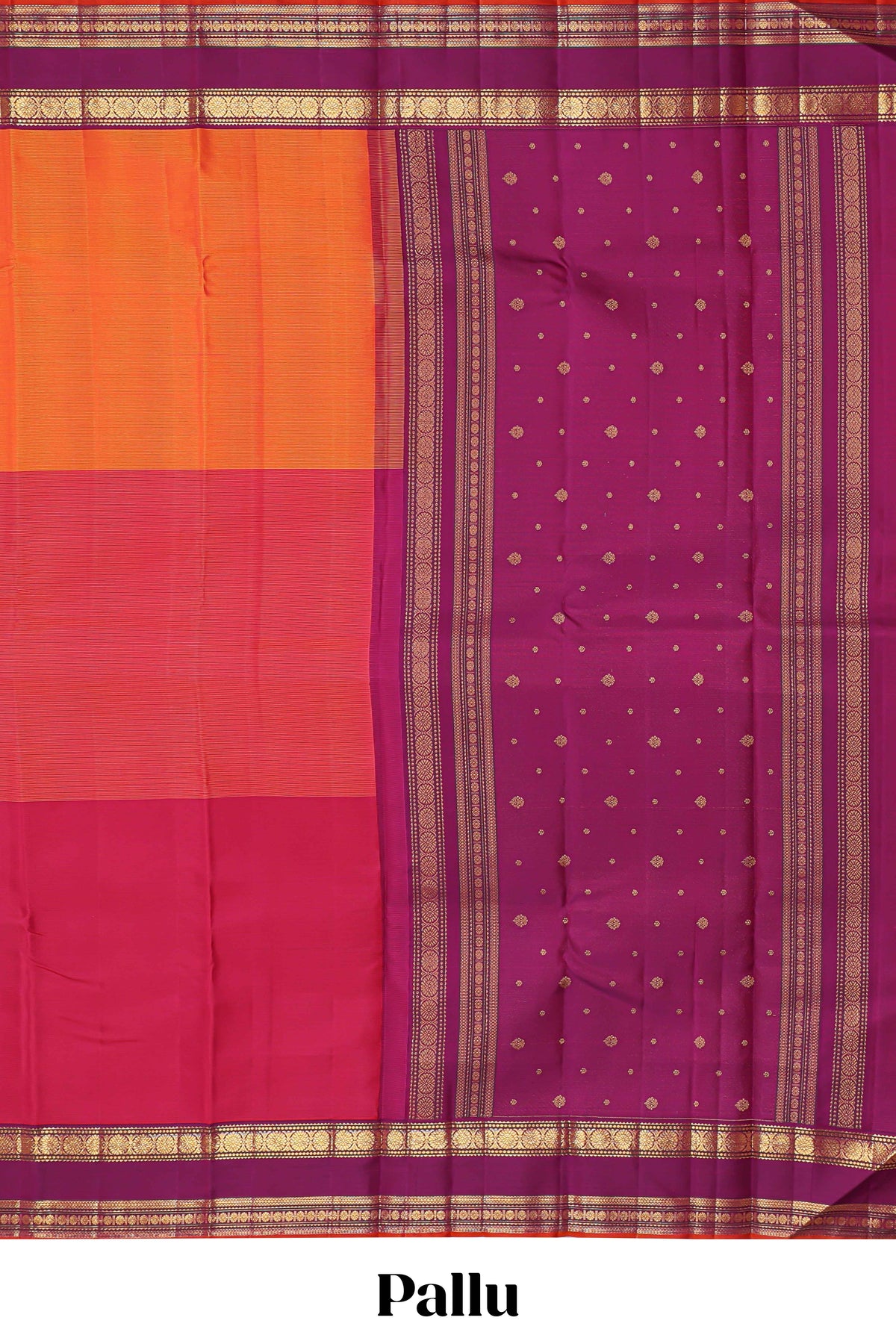 Multicolor plain parambariya pattu saree with contrast purple stripe with zari edging with zari butta pallu with floral blouse